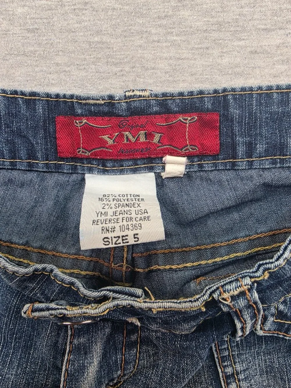 YMI Jeanswear Denim Cargo Shorts Dark Wash Flap Pockets Size 5